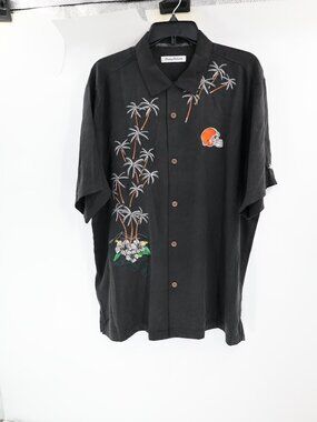 Cleveland Browns Tommy Bahama Hawaiian Shirt Mens Large Embroidered Silk Camp
